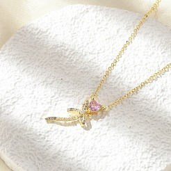 Brass Micro Pave Cubic Zirconia Pendant Necklaces&nbsp;NJEW-S441-03C-G