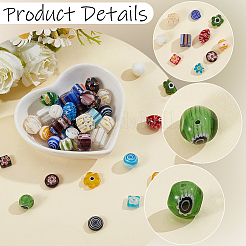 100Pcs 10 Styles Handmade Millefiori Lampwork Beads&nbsp;LAMP-PA0001-80