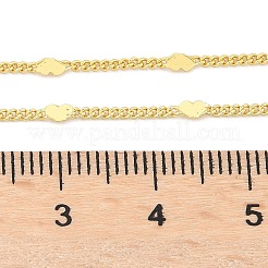 Brass Curb Chains with Heart Necklace for Women&nbsp;NJEW-P265-36G