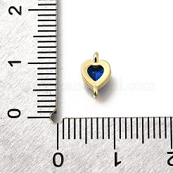 Heart Brass Cubic Zirconia Connector Charms&nbsp;KK-P295-34G-04