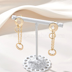 304 Stainless Steel Flat Round Tassel Stud Earrings&nbsp;EJEW-JE06883