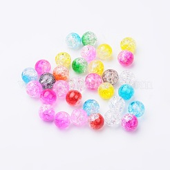 Two Tone Transparent Crackle Acrylic Beads&nbsp;CACR-R009-8mm-M