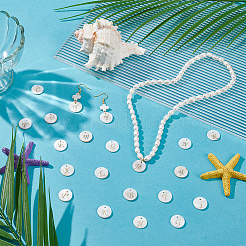 52Pcs 26 Styles Natural Shell Gold Enamel Flat Round with Letter Charms&nbsp;FIND-PH0027-42