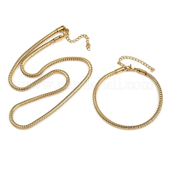 304 Stainless Steel Round Snake Chain Necklaces & Bracelets Sets for Men Women&nbsp;SJEW-F225-01G