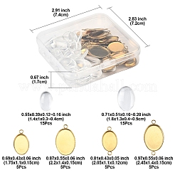 DIY Oval 304 Stainless Steel Cabochon Connector & Pendant Making Kits&nbsp;DIY-FS0008-31