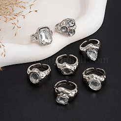 Zinc Alloy & Glass Rhinestone Cuff Rings&nbsp;WGE4DFE-02