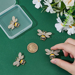 4Pcs Bees Alloy Glass Brooch&nbsp;JEWB-ME0001-18