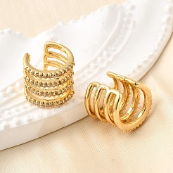Brass Micro Pave Clear Cubic Zirconia Cuff Earrings&nbsp;EJEW-K309-03G