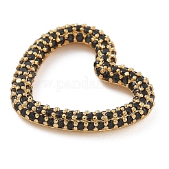 Rack Plating Brass Micro Pave Cubic Zirconia Heart Linking Rings&nbsp;KK-A234-005G