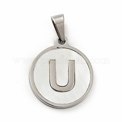 304 Stainless Steel with White Shell Pendants&nbsp;STAS-G268-01U-P