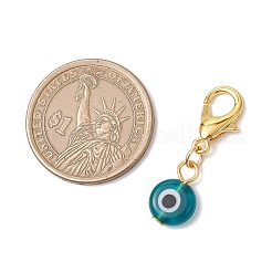 10Pcs Flat Round Handmade Evil Eye Lampwork Pendant Decorations&nbsp;HJEW-JM03489-02