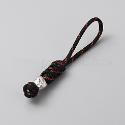 Braided Polyester EDC Knife Parachute Lanyard Alloy Skull Bead Pendant Decoration for Men&nbsp;KEYC-WH0036-32A