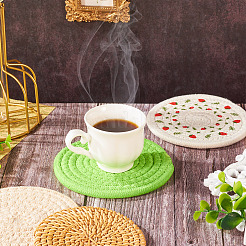 8Pcs 4 Styles Rattan & Cotton Mat&nbsp;AJEW-MB0001-02