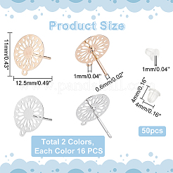 32Pcs 2 Colors Brass Stud Earring Findings&nbsp;KK-DC0001-36