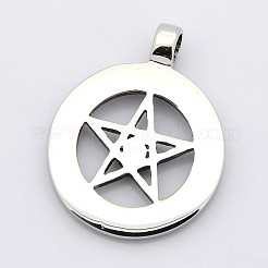 Retro Pentagram with Flat Round 304 Stainless Steel Pendants&nbsp;STAS-F006-007