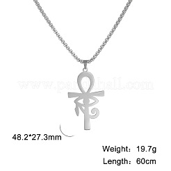 Egyptian 304 Stainless Steel Eye of Ra Ankh Cross Pendant Box Chain Necklaces&nbsp;FS-WG026EA-01
