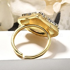 Brass Micro Pave Clear Cubic Zirconia Cuff Rings&nbsp;RJEW-U035-11GP