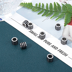 Nice Big Hole 304 Stainless Steel Wrapped Black Rubber Column Beads&nbsp;STAS-UN0019-86