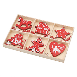 Christmas Theme Wood Pendant Decorations&nbsp;HJEW-CJC0003-02