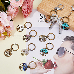 Gemstone Chip Flat Round with Tree of Life Pendant Keychain&nbsp;KEYC-AB00027