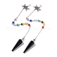Mixed Gemstone Hexagonal Pointed Cone Dowsing Pendulum Pendants&nbsp;G-G983-05P