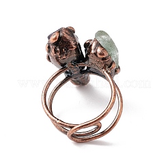 Natural Amethyst & Green Quartz Irregular Nugget Open Cuff Ring&nbsp;RJEW-I082-04R