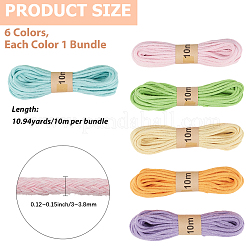 6 Bunldes 6 Colors Braided Polycotton Round Twine&nbsp;OCOR-CY0004-24A