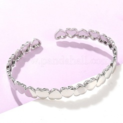 Heart Brass Cuff Bangles for Women&nbsp;BJEW-C144-01B-P