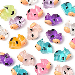 20Pcs Translucent Resin Cute Cow Ornament&nbsp;RESI-FS0002-11