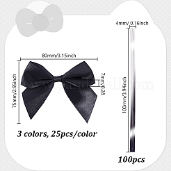75Pcs 3 Colors Self-adhesive Polyester Ribbon Bowknot&nbsp;FEPA-GA0001-01
