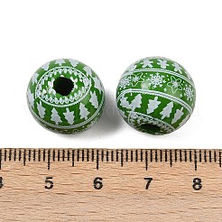 Christmas Printed Schima Wood European Beads&nbsp;WOOD-I015-01E