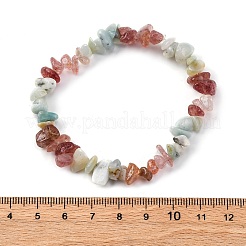 Natural Amazonite & Strawberry Quartz Chip Stretch Bracelets&nbsp;BJEW-JB04490-04