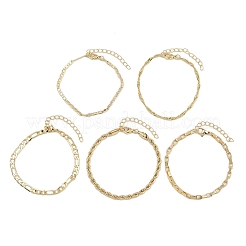 5Pcs 5 Styles Brass Chain Bracelets for Women&nbsp;BJEW-D357-02G