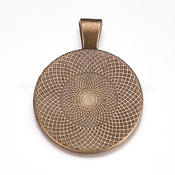 Flat Round Alloy Pendant Cabochon Settings&nbsp;PALLOY-A15654-AB
