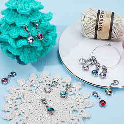 Birthstone Theme 304 Stainless Steel Glass Rhinestone Pendant Locking Stitch Markers&nbsp;HJEW-SC00004