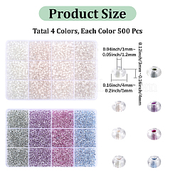 2000Pcs 4 Colors UV Reactive Transparent Glass Seed Beads&nbsp;SEED-PA0001-24