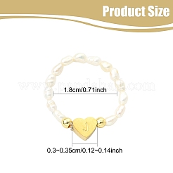 Natural Freshwater Pearl & 304 Stainless Steel Bead Finger Rings&nbsp;RJEW-FS00001-10