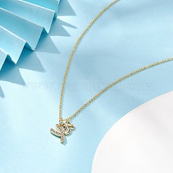 Clear Cubic Zirconia Word Yes Pendant Necklace&nbsp;NJEW-JN04330-01