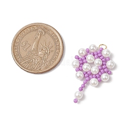 Handmade Glass Seed Beaded Flower Pendants&nbsp;PALLOY-MZ00498-04