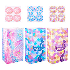 12Pcs 3 Styles Folding Mermaid Tail Print Paper Candy Gift Bags&nbsp;ABAG-TA0001-34
