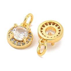 Brass Micro Pave Clear Cubic Zirconia Pendants&nbsp;KK-P275-30G
