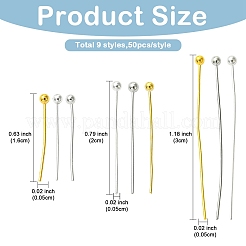 450Pcs 9 Styles Brass Ball Head Pins&nbsp;KK-YW0004-21
