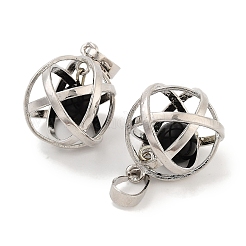 Natural Obsidian Round Ball Pendants&nbsp;G-Q163-05P-06