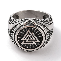 Viking 304 Stainless Steel Valknut Rings&nbsp;RJEW-U005-17G-AS