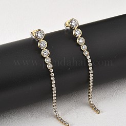304 Stainless Steel Clear Cubic Zirconia Tassel Stud Earrings&nbsp;EJEW-Z094-01A-G