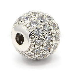 CZ Jewelry Brass Micro Pave Cubic Zirconia Round Beads&nbsp;ZIRC-M024-04P