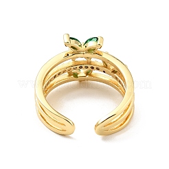 Cubic Zirconia Butterfly Open Cuff Ring&nbsp;RJEW-E046-18G