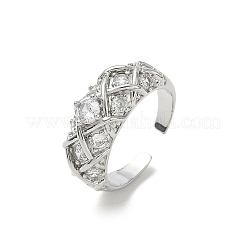 Brass Micro Pave Cubic Zirconia Cuff Open Rings&nbsp;RJEW-C163-24P