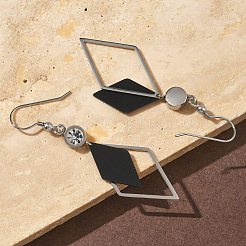 Electroplated 304 Stainless Steel Dangle Earrings&nbsp;EJEW-Z129-22P