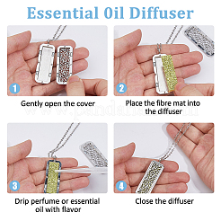 1Pc Alloy & Stainless Steel Hollow Flower Rectangle Diffuser Locket Pendant Cable Chain Necklaces&nbsp;NJEW-FH0001-26